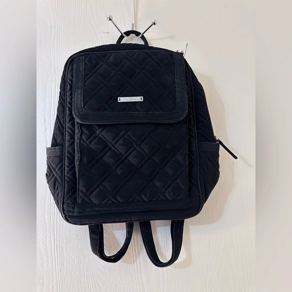 Quilted Black Vera Bradley Back Pack ⚠️ Faded and one corner needs repair